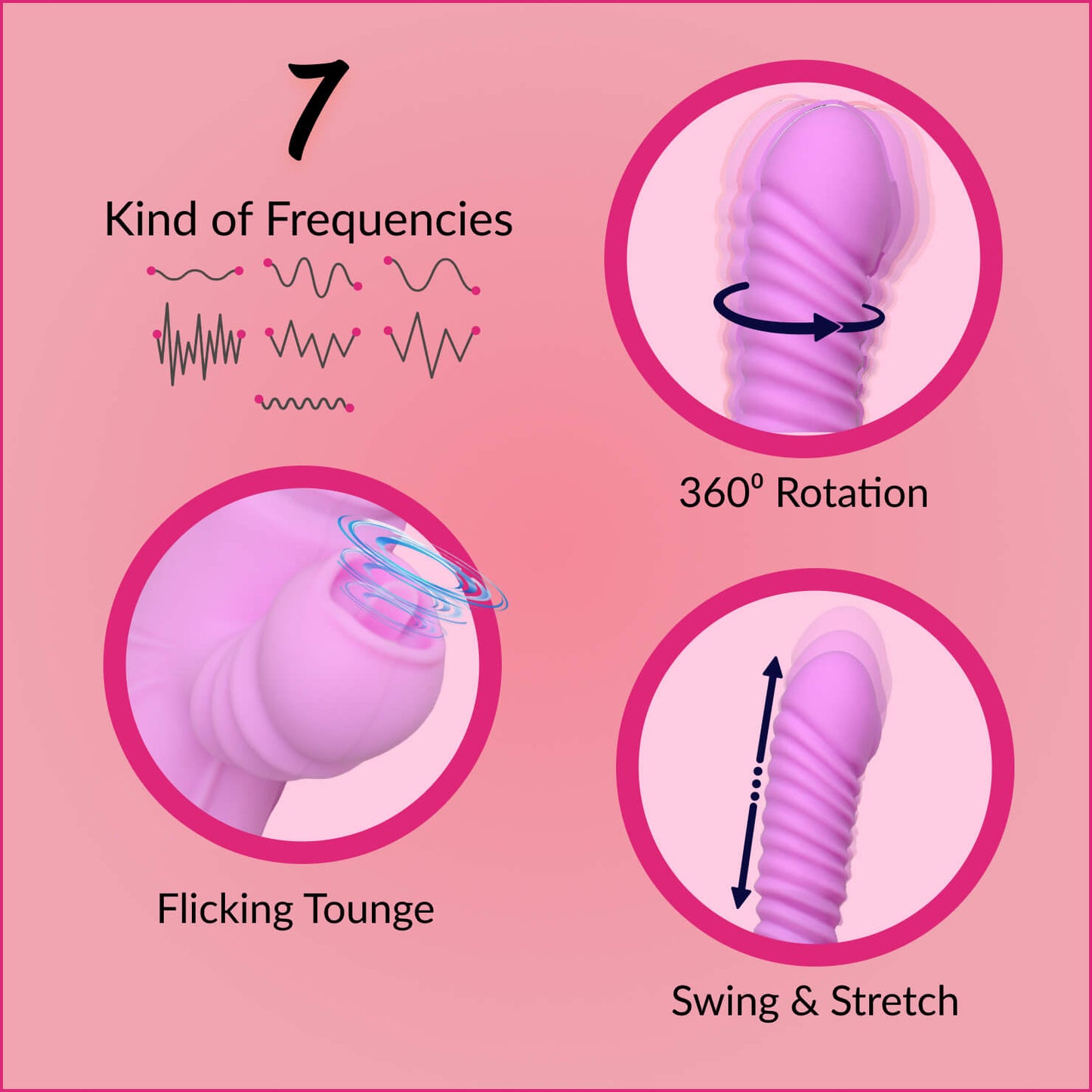 Telescopic Rotating Vibrator - 360° Heating Vibrator - Automatic Vibrator