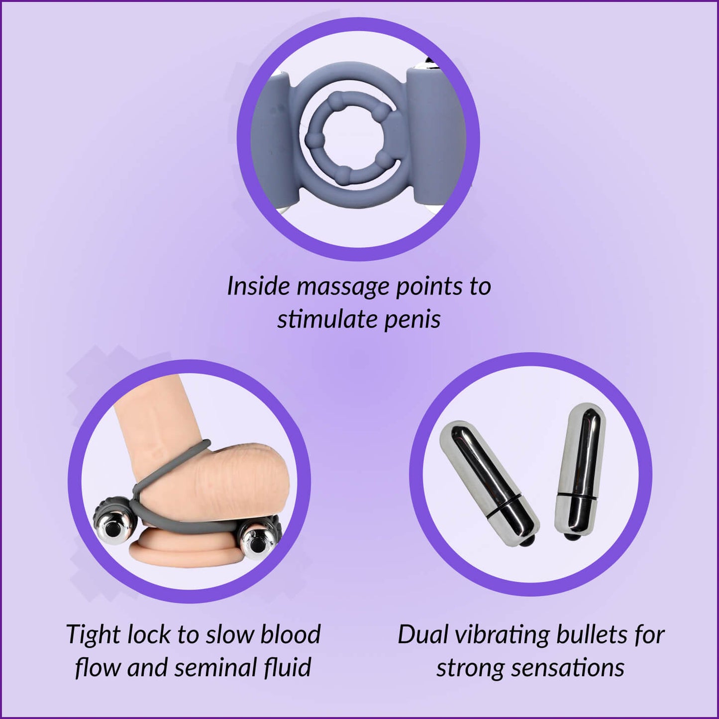 Vibrating Cock Ring - Double Bullet Vibrator - Dual Stimulation Toy