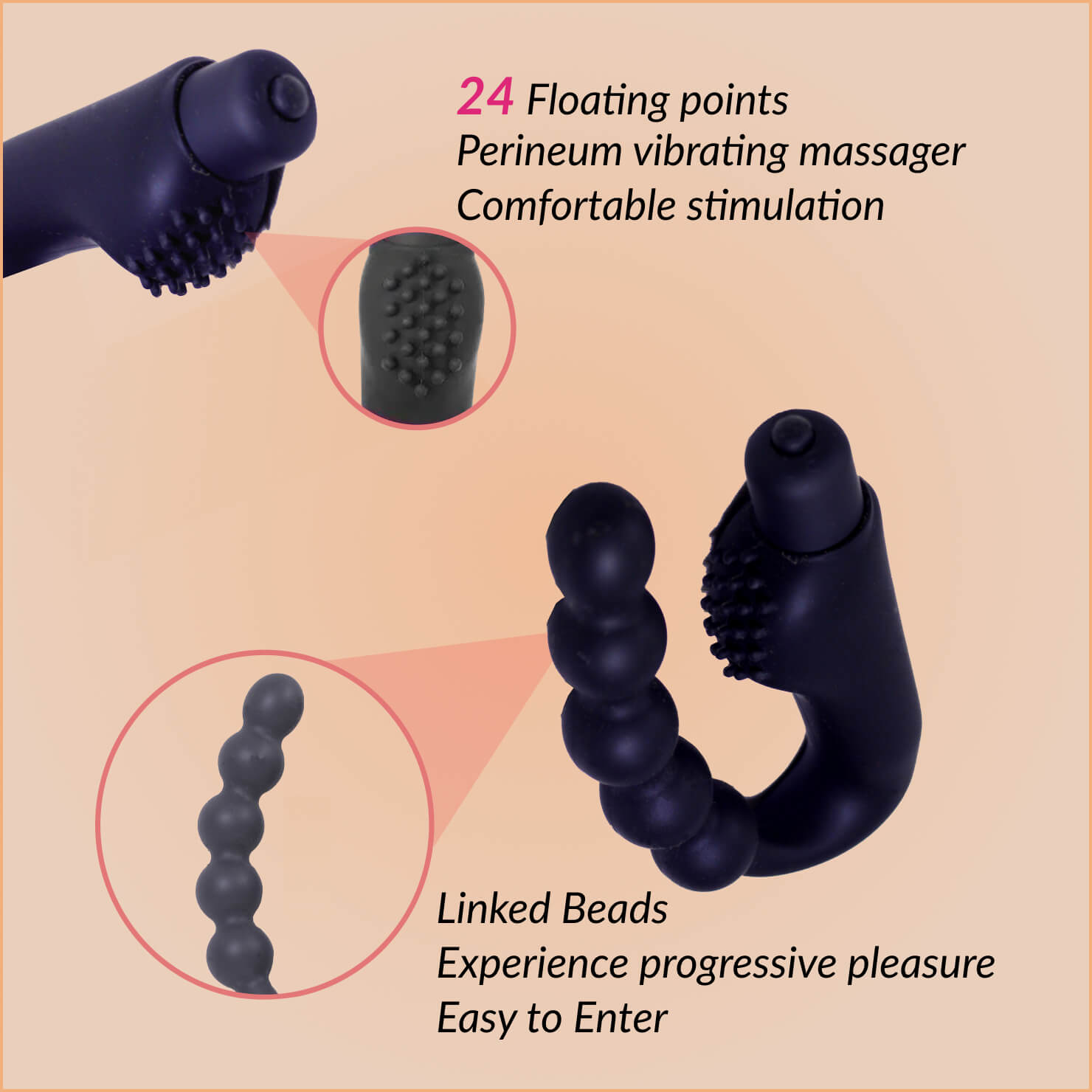 Vibrating Anal Beads - Dual Silicone Massager - Anal Vibrator