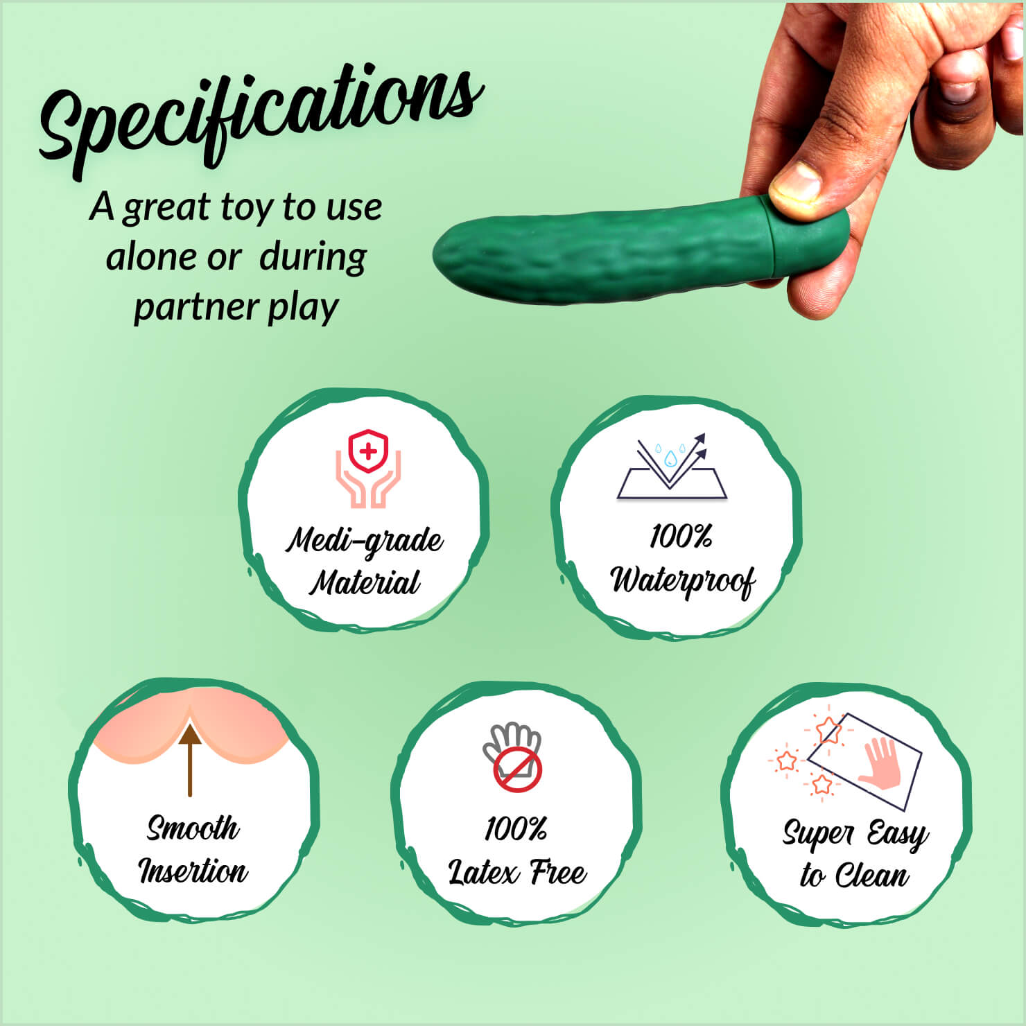 Cucumber Shaped Vibrator - Secret Silicone Vibrator - Discreet Adult Toy For Women